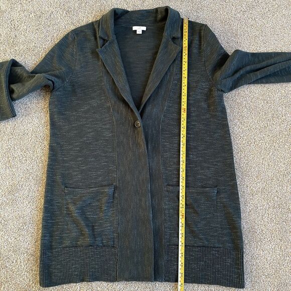 J Jill Sweater Size Medium Forest Green Cotton Knit Long Cardigan Pockets - Picture 10 of 13